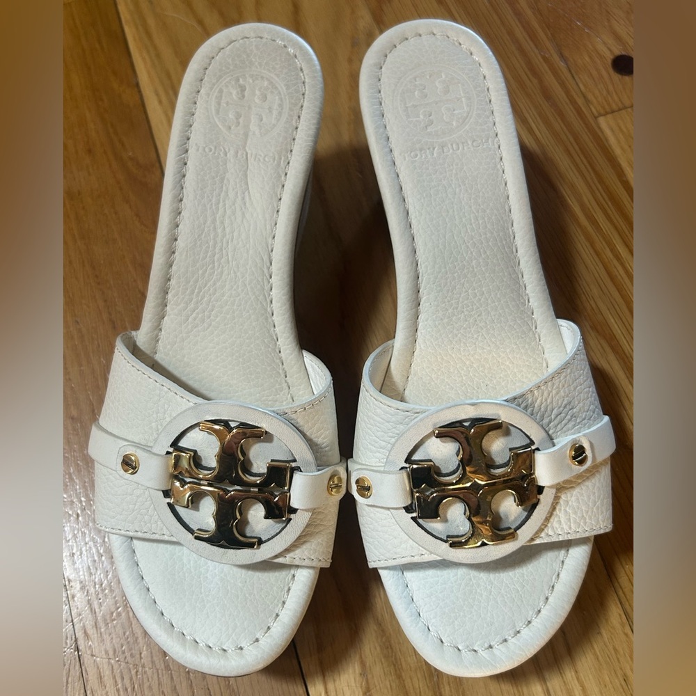 Tory Burch White Wedge Sandals